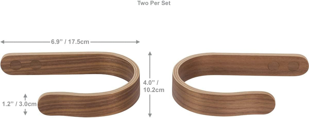 2 x Waveply Wood Curtain Holdbacks Plywood Drapery U Shaped Hook Tiebacks for Wall (Walnut)