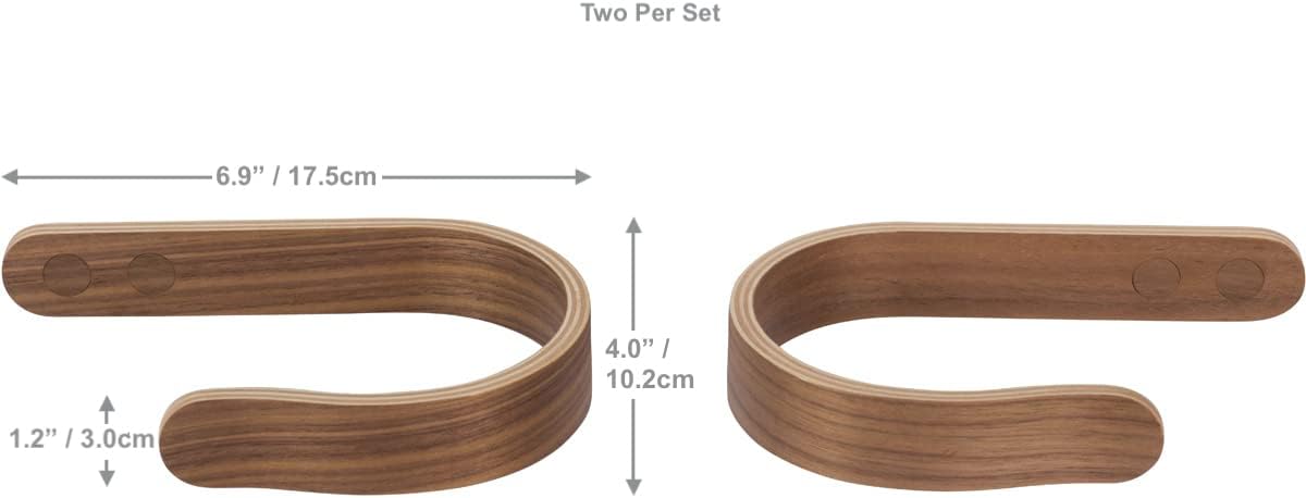 2 x Waveply Wood Curtain Holdbacks Plywood Drapery U Shaped Hook Tiebacks for Wall (Walnut)