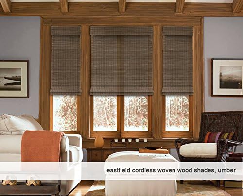 Cordless Woven Wood Roman Shades, Sizes 20 to 72 Wide and 24 to 72 High, Hatteras Camel (Click Customize Now)