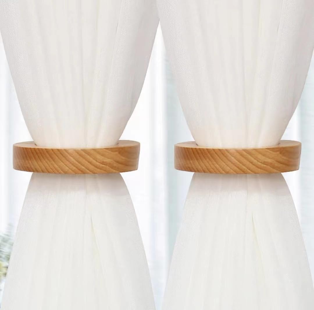 Generic Wooden Curtain Tiebacks, Magnetic Curtain Tiebacks, for Thin Curtains Or Gauze Curtains Curtain Ties Backs, Rustic and Elegant Log Style