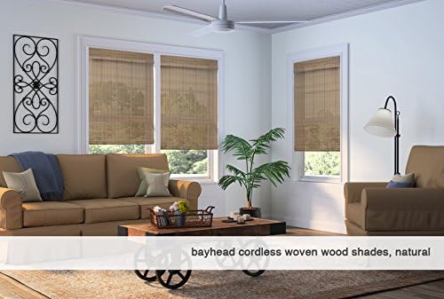 Cordless Woven Wood Roman Shades, Sizes 20 to 72 Wide and 24 to 72 High, Hatteras Camel (Click Customize Now)