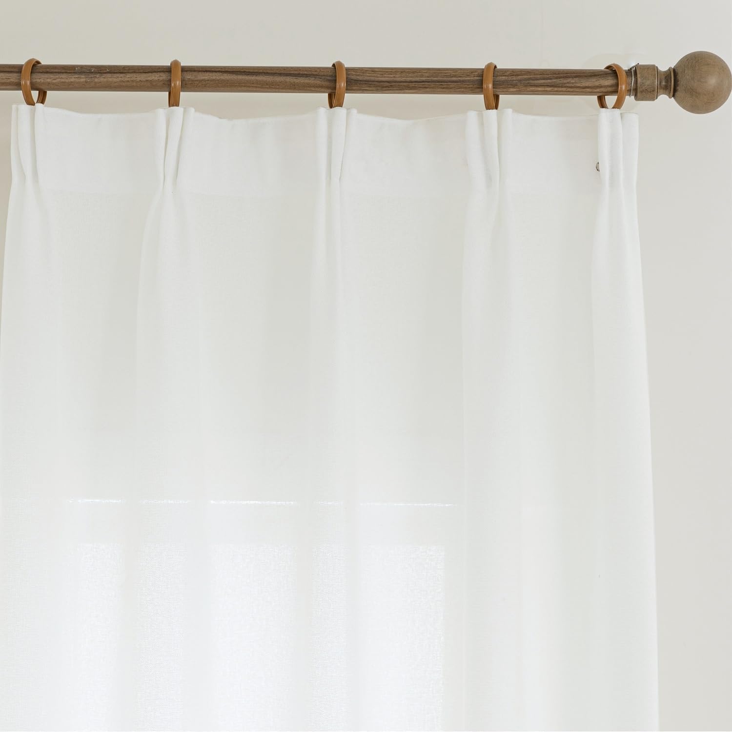 Ftinala Neutral Linen Semi Sheer Curtains 108 Inches Long, Cream Light Filtering Sliding Glass Door Curtains & Drapes, Modern Farmhouse Window Panel, Pinch Pleat Floor to Ceiling Curtain with Hook