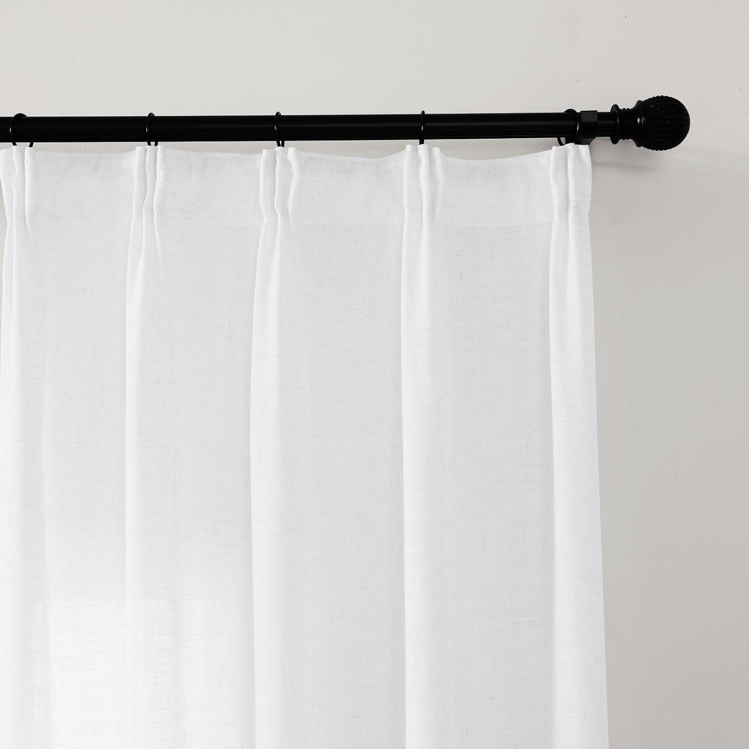 Ftinala Neutral Linen Semi Sheer Curtains 108 Inches Long, Cream Light Filtering Sliding Glass Door Curtains & Drapes, Modern Farmhouse Window Panel, Pinch Pleat Floor to Ceiling Curtain with Hook