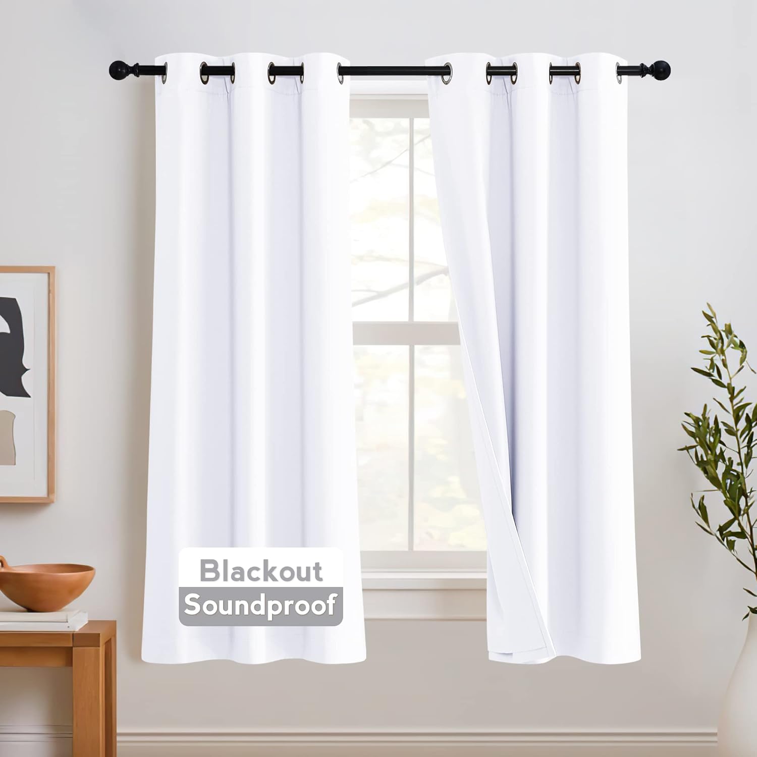 RYB HOME Soundproof Curtains 84 inches - 3 Layers Blackout Curtains Noise Cancelling Thermal Insulted Drapes for Door Window Living Room Nursery Divider Drapes, W 52 x L 84 inch, Gray, 1 Pair