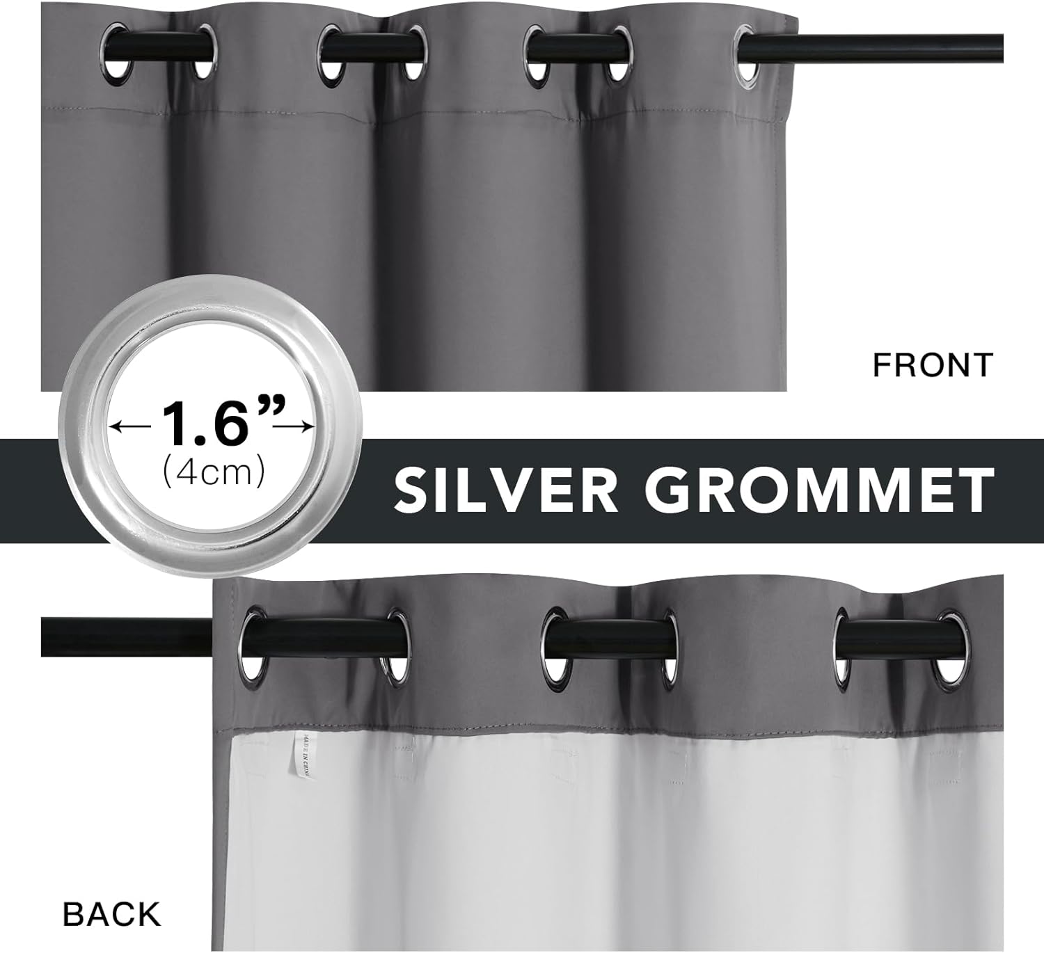 RYB HOME Soundproof Curtains for Bedroom, PM2.5 Particle Filter 100% Blackout Energy Saving Small Window Curtains for Baby Nursery Living Room Home Office, Grey, W 42 x L 63 inches, 2 Pcs