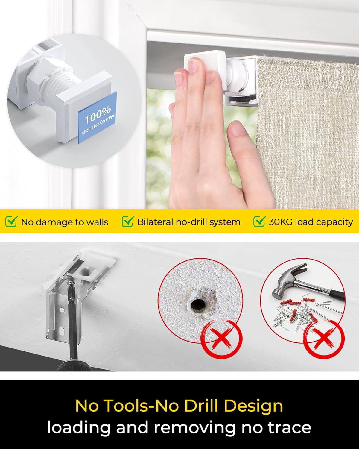 No Tools No Drill Cordless Roman Shades for Indoor Windows 100% Blackout, for Window Size 47" W × 64" H Beige