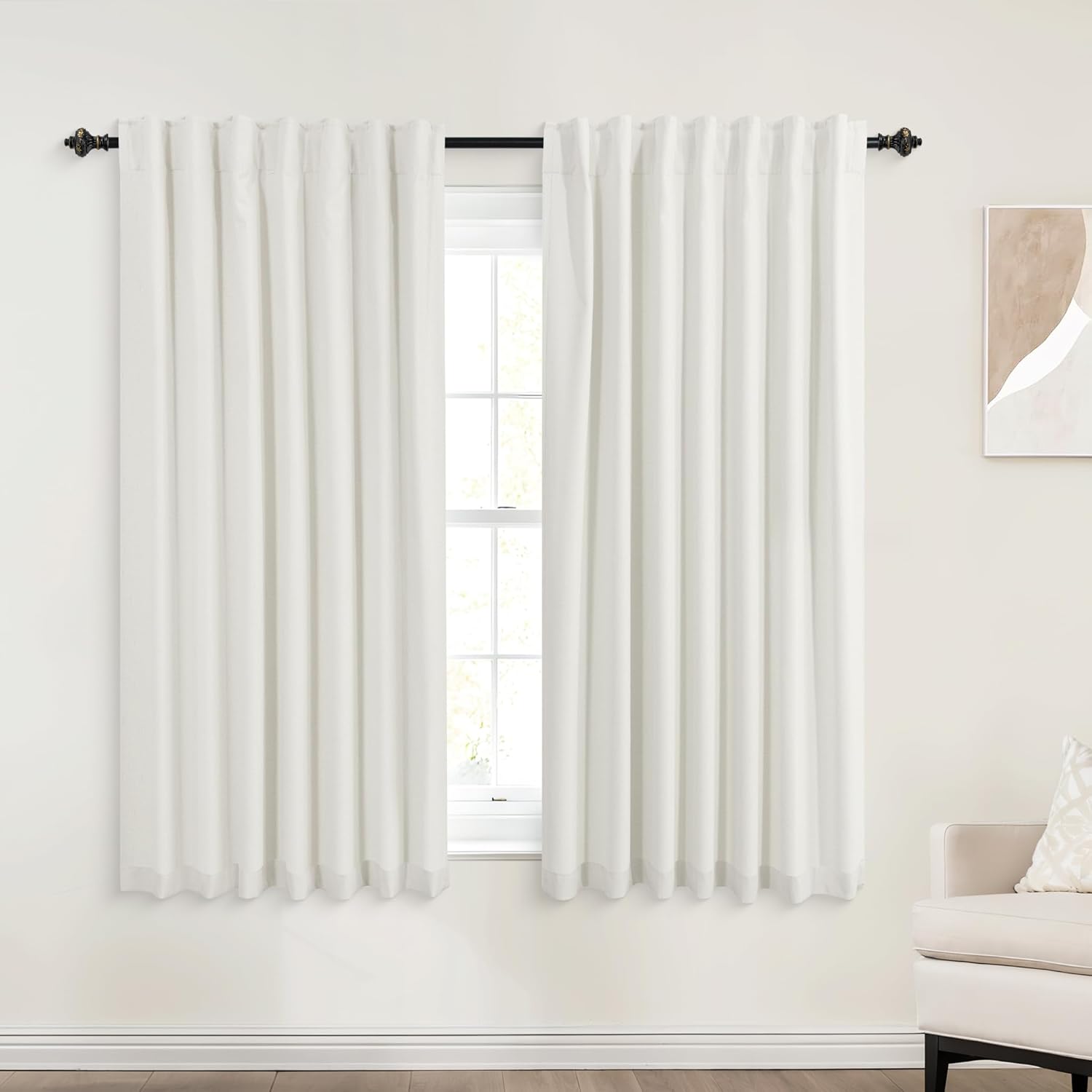 Extra Wide Soundproof Blackout Curtains with Pleated Back Tab Rod Pocket,96 Inch Long 2 Panel Set Thermal Curtain for Winter Insulated to Keep Cold Out Noise Reducing Curtains for Living Room Bedroom