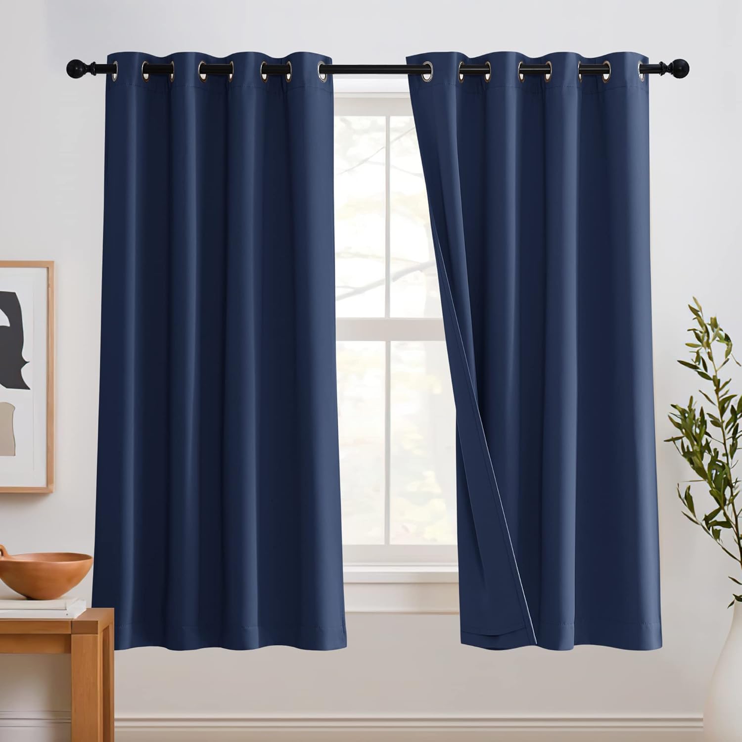 RYB HOME Soundproof Curtains 84 inches - 3 Layers Blackout Curtains Noise Cancelling Thermal Insulted Drapes for Door Window Living Room Nursery Divider Drapes, W 52 x L 84 inch, Gray, 1 Pair