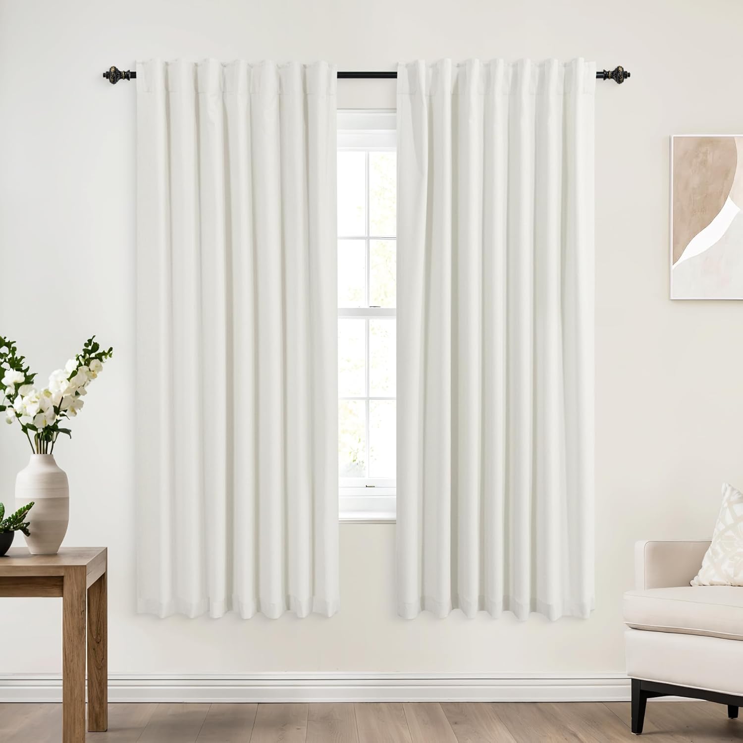 Extra Wide Soundproof Blackout Curtains with Pleated Back Tab Rod Pocket,96 Inch Long 2 Panel Set Thermal Curtain for Winter Insulated to Keep Cold Out Noise Reducing Curtains for Living Room Bedroom