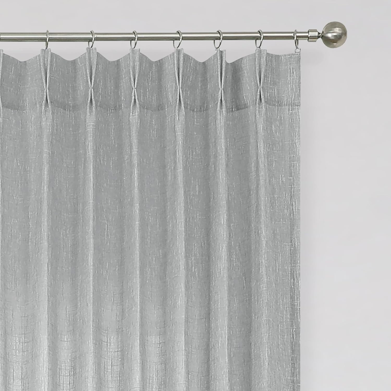 Vision Home Natural Pinch Pleated Semi Sheer Curtains Textured Linen Blended Light Filtering Window Curtains 90 inch for Living Room Bedroom Pinch Pleat Drapes with Hooks 2 Panels 42" Wx90 L