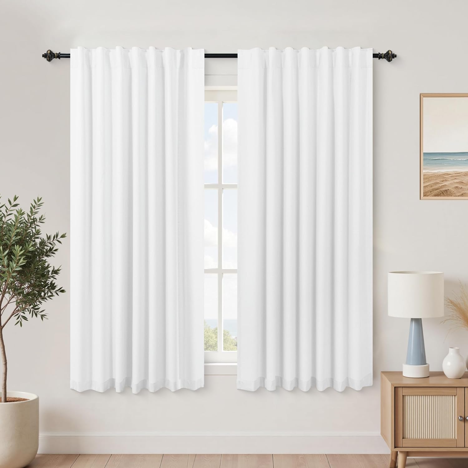 Extra Wide Soundproof Blackout Curtains with Pleated Back Tab Rod Pocket,96 Inch Long 2 Panel Set Thermal Curtain for Winter Insulated to Keep Cold Out Noise Reducing Curtains for Living Room Bedroom