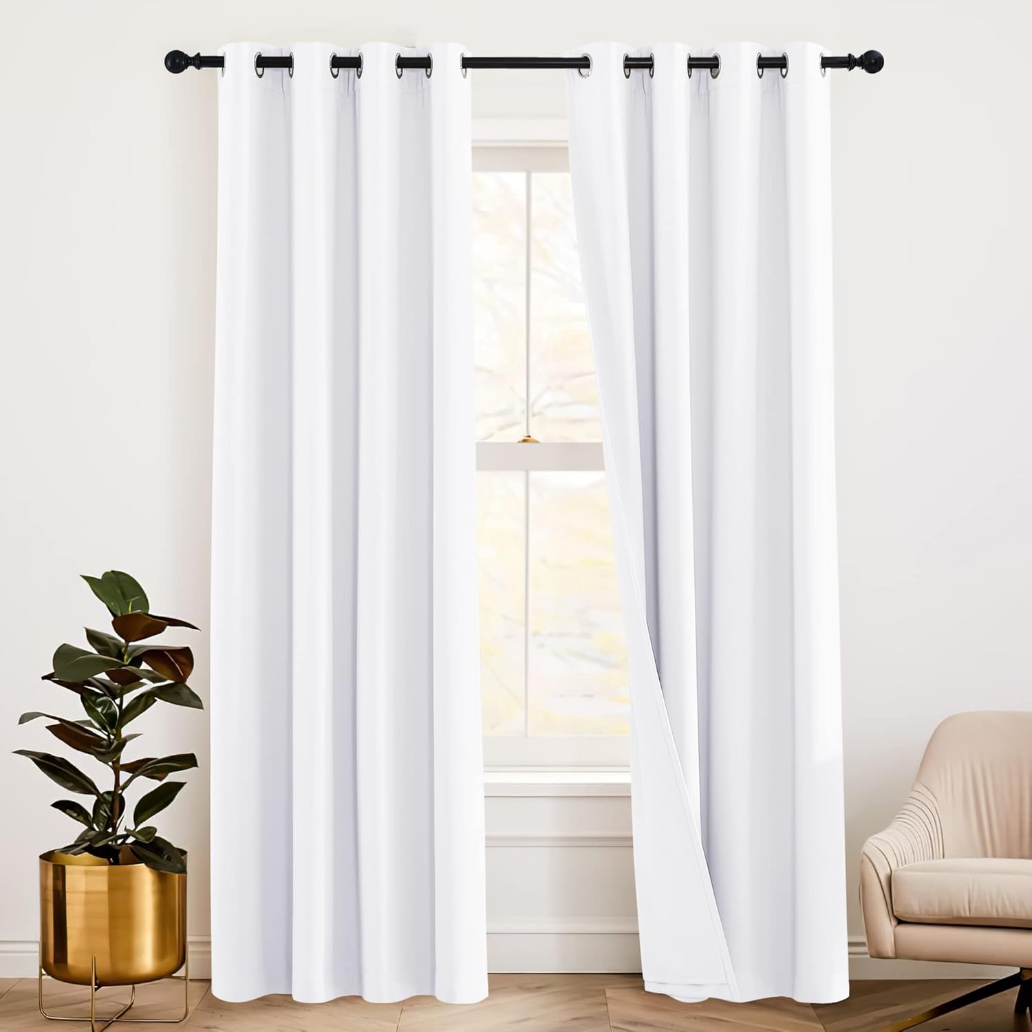 RYB HOME Soundproof Curtains 84 inches - 3 Layers Blackout Curtains Noise Cancelling Thermal Insulted Drapes for Door Window Living Room Nursery Divider Drapes, W 52 x L 84 inch, Gray, 1 Pair