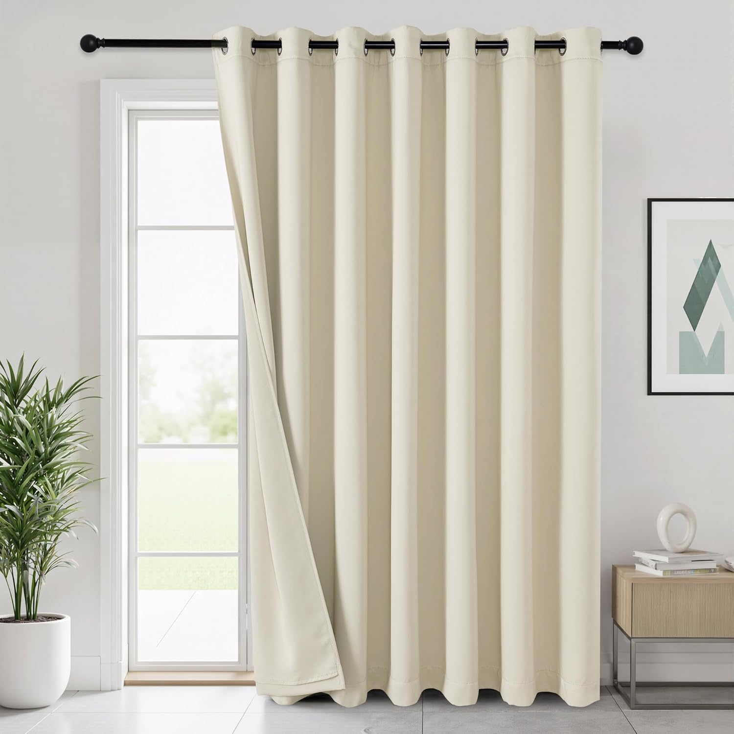 RYB HOME Soundproof Curtains Blackout - 3 Layers Light Block Noise Cancelling Thermal Insulated Curtains for Living Room Bedroom Room Divider, 52 inch Wide x 108 inch Long, Grey, 2 Panels