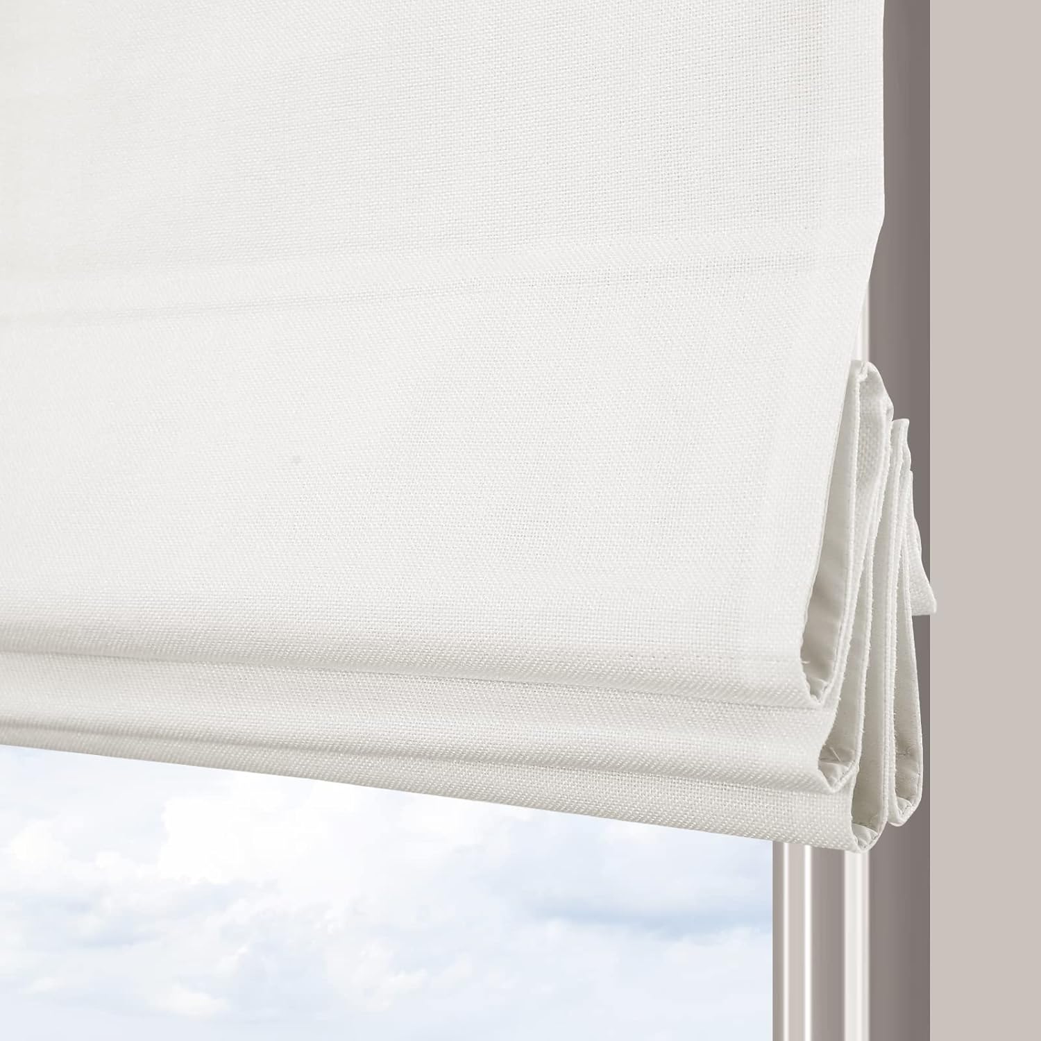 Artdix Cordless Linen Roman Shades, Natural Custom Fabric Room Darkening Roman Window Shades Blinds for Doors, French Doors, Kitchen Windows, Bathroom Windows