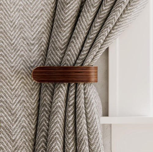 2 x Waveply Wood Curtain Holdbacks Plywood Drapery U Shaped Hook Tiebacks for Wall (Walnut)