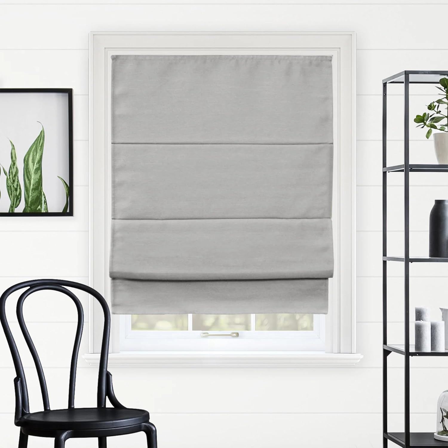 CHICOLOGY - RMBF3564 Cordless Roman Shades Cross-Hatched Modern Fabric Cascade Window Blind Treatment, 35"W X 64"H, Belgian Flax (Privacy & Light Filtering)