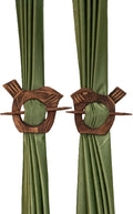 Wooden Curtain Tieback Set of 2 Bird Shape Vintage Rustic Drapery Holdback Traditional Curtain Holder