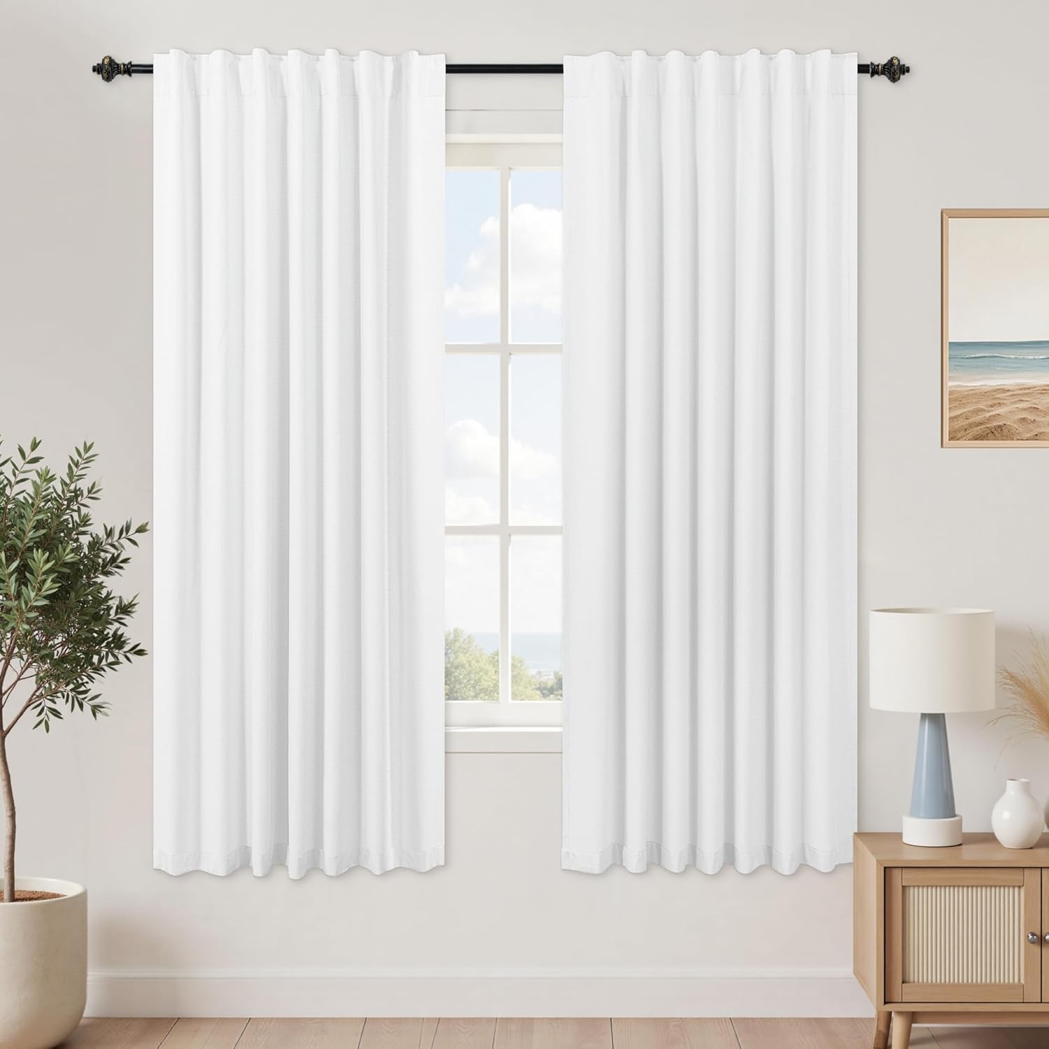 Extra Wide Soundproof Blackout Curtains with Pleated Back Tab Rod Pocket,96 Inch Long 2 Panel Set Thermal Curtain for Winter Insulated to Keep Cold Out Noise Reducing Curtains for Living Room Bedroom