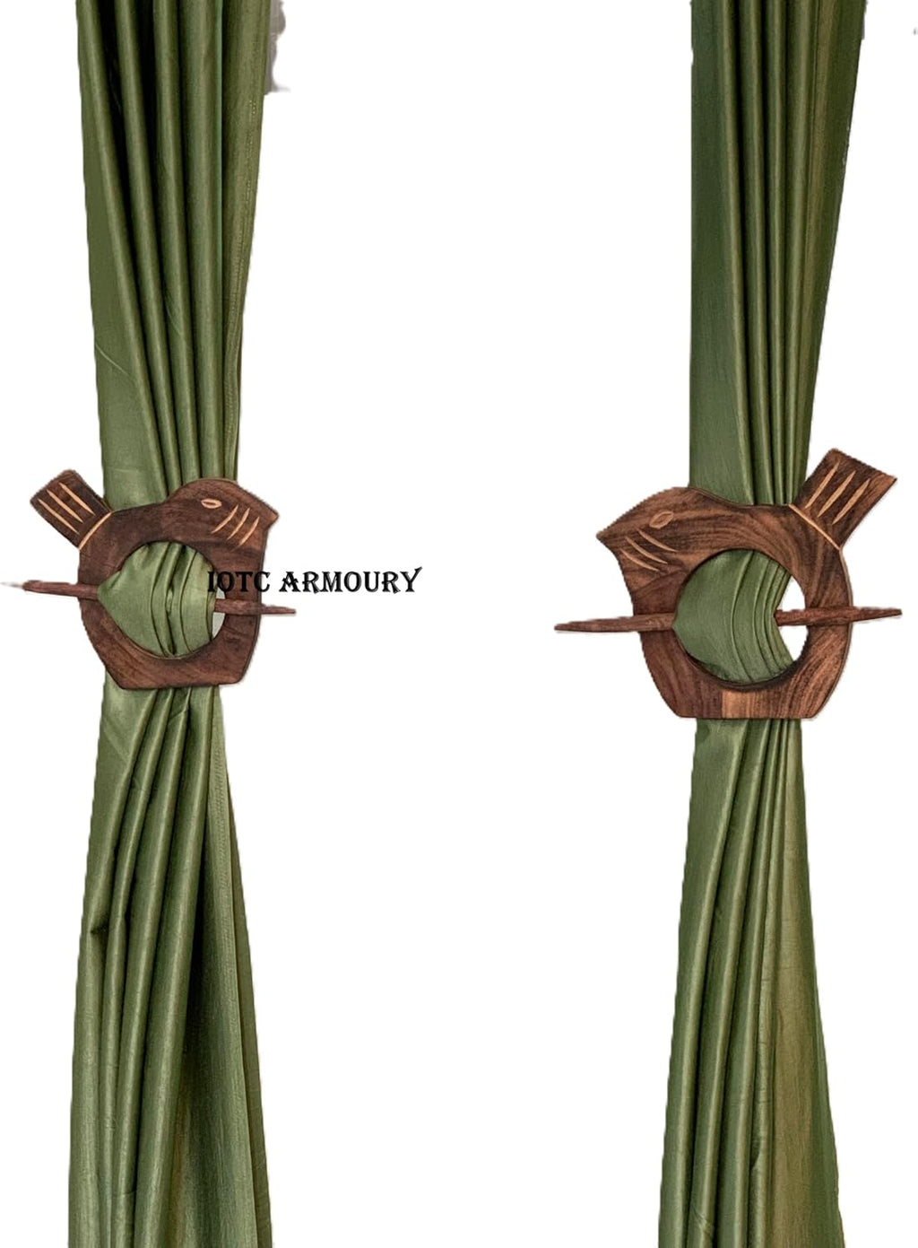 Wooden Curtain Tieback Set of 2 Bird Shape Vintage Rustic Drapery Holdback Traditional Curtain Holder