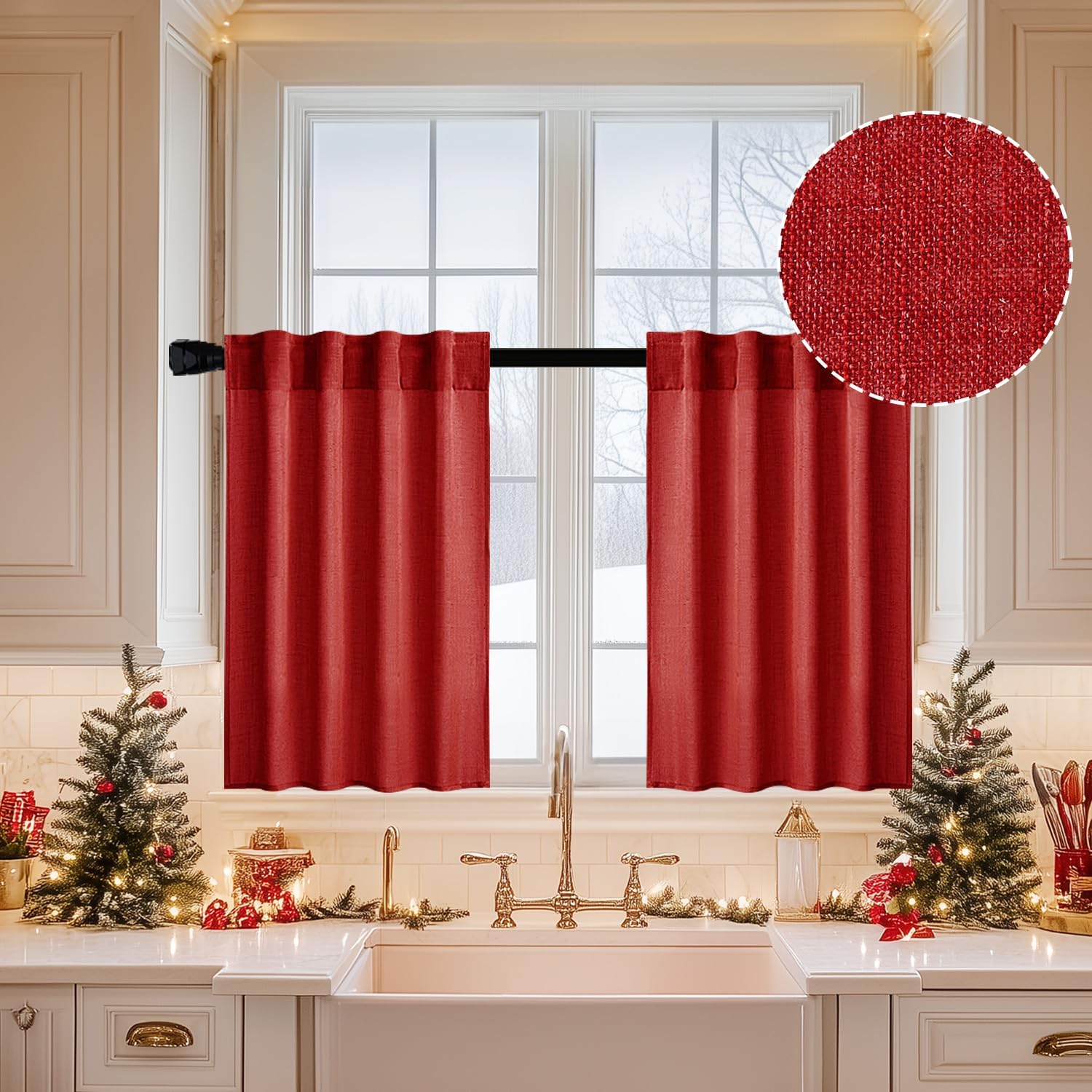 MIULEE Beige Linen Curtains 96 Inches Long 2 Panels for Bedroom Living Room, Soft Linen Textured Window Drapes Semi Sheer Light Filtering Back Tab Rod Pocket Farmhouse Modern Burlap Look Decor