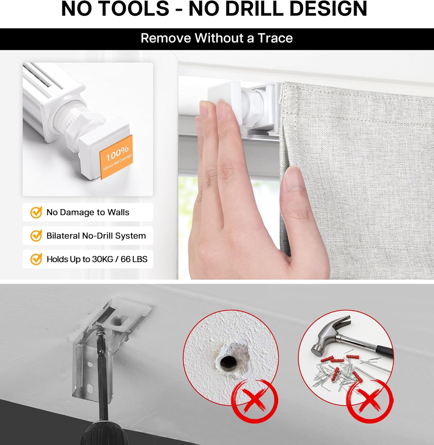 LazBlinds No Drill Roman Shades for Windows, Cordless Blackout Window Shades with UV Protection, Polyester Fabric for Bedroom & Living Room, 35" W x 64" H, Natural