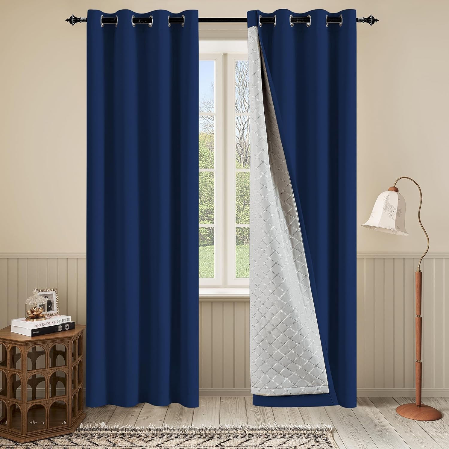 OYRING Noise Canceling Curtains Soundproof 3-in-1 Grommet Full Blackout Curtains for Bedroom Living Room 1 Panel（Grey,50x96 Inches）