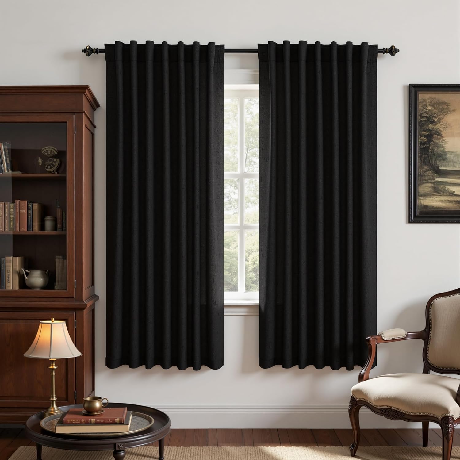 Extra Wide Soundproof Blackout Curtains with Pleated Back Tab Rod Pocket,96 Inch Long 2 Panel Set Thermal Curtain for Winter Insulated to Keep Cold Out Noise Reducing Curtains for Living Room Bedroom