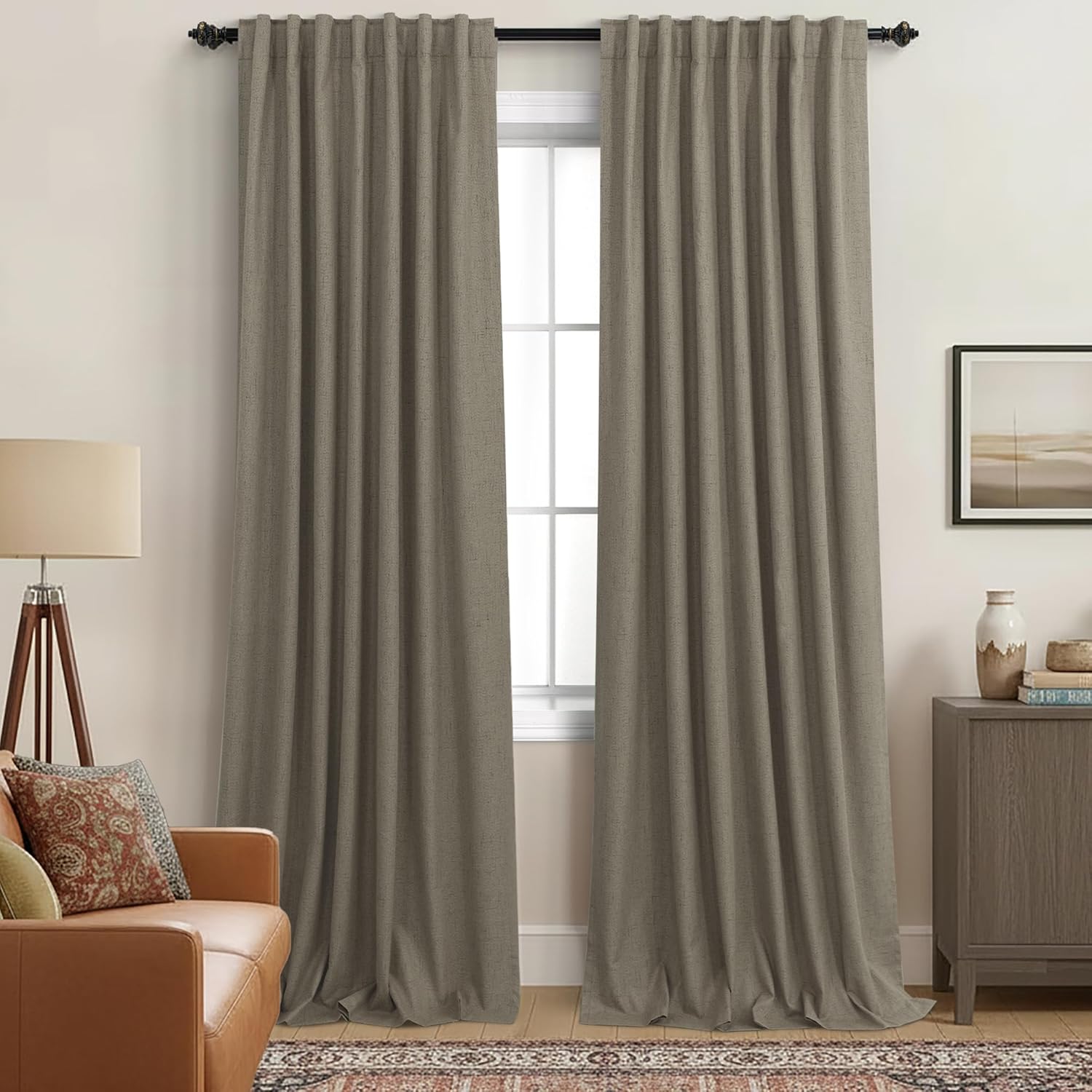 Extra Wide Soundproof Blackout Curtains with Pleated Back Tab Rod Pocket,96 Inch Long 2 Panel Set Thermal Curtain for Winter Insulated to Keep Cold Out Noise Reducing Curtains for Living Room Bedroom