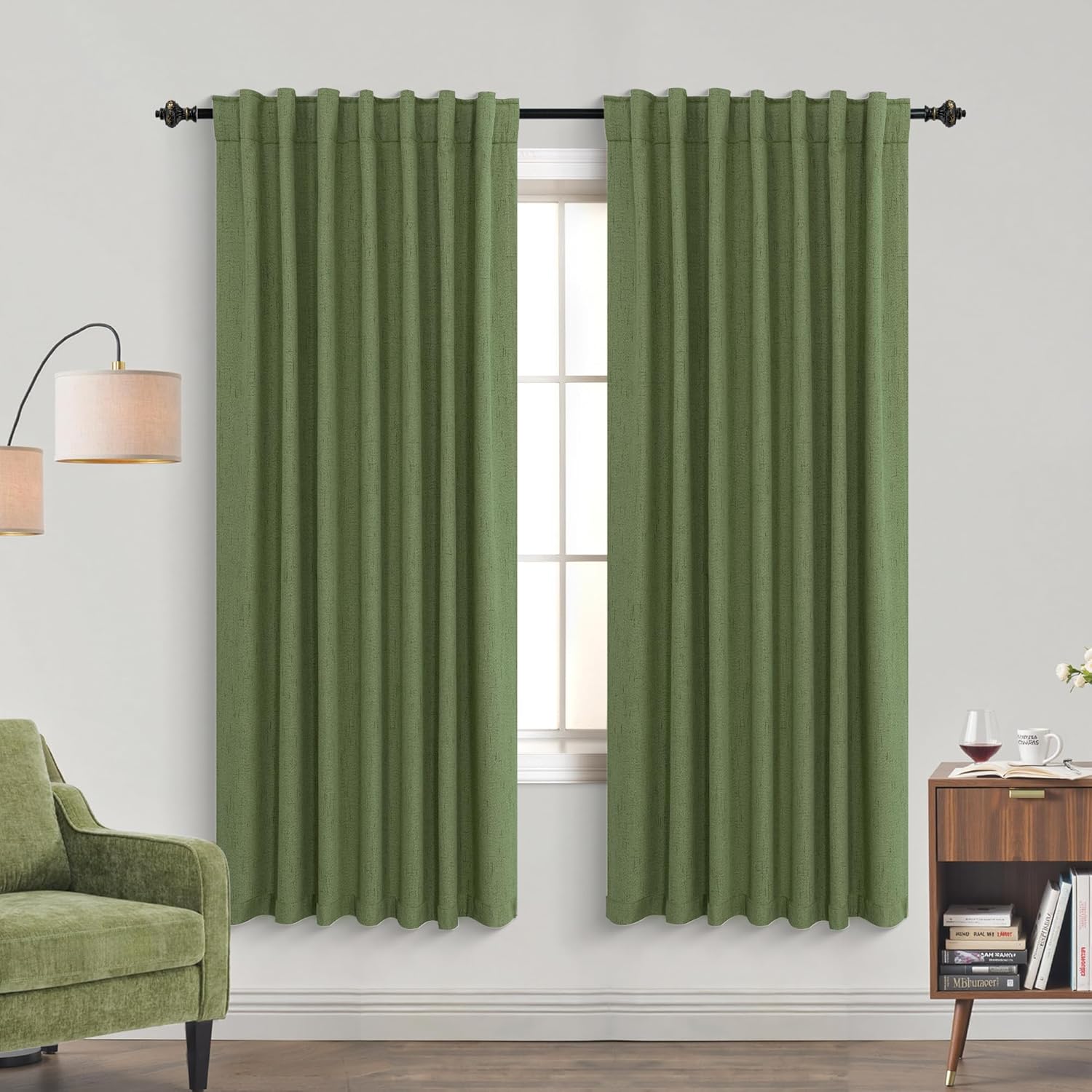 Extra Wide Soundproof Blackout Curtains with Pleated Back Tab Rod Pocket,96 Inch Long 2 Panel Set Thermal Curtain for Winter Insulated to Keep Cold Out Noise Reducing Curtains for Living Room Bedroom