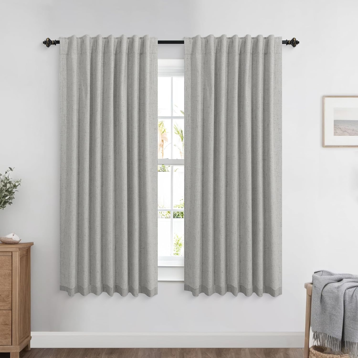 Extra Wide Soundproof Blackout Curtains with Pleated Back Tab Rod Pocket,96 Inch Long 2 Panel Set Thermal Curtain for Winter Insulated to Keep Cold Out Noise Reducing Curtains for Living Room Bedroom