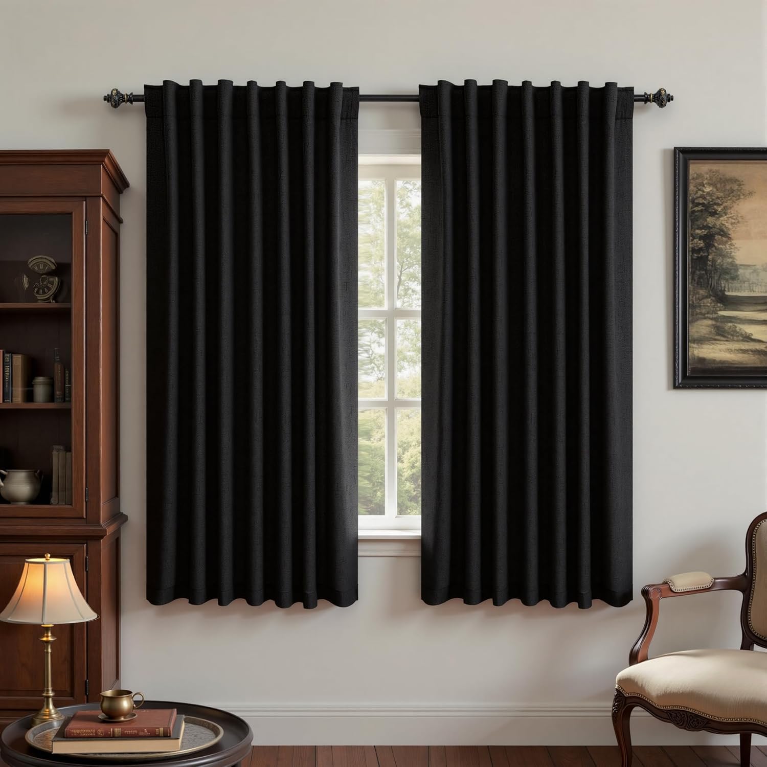 Extra Wide Soundproof Blackout Curtains with Pleated Back Tab Rod Pocket,96 Inch Long 2 Panel Set Thermal Curtain for Winter Insulated to Keep Cold Out Noise Reducing Curtains for Living Room Bedroom
