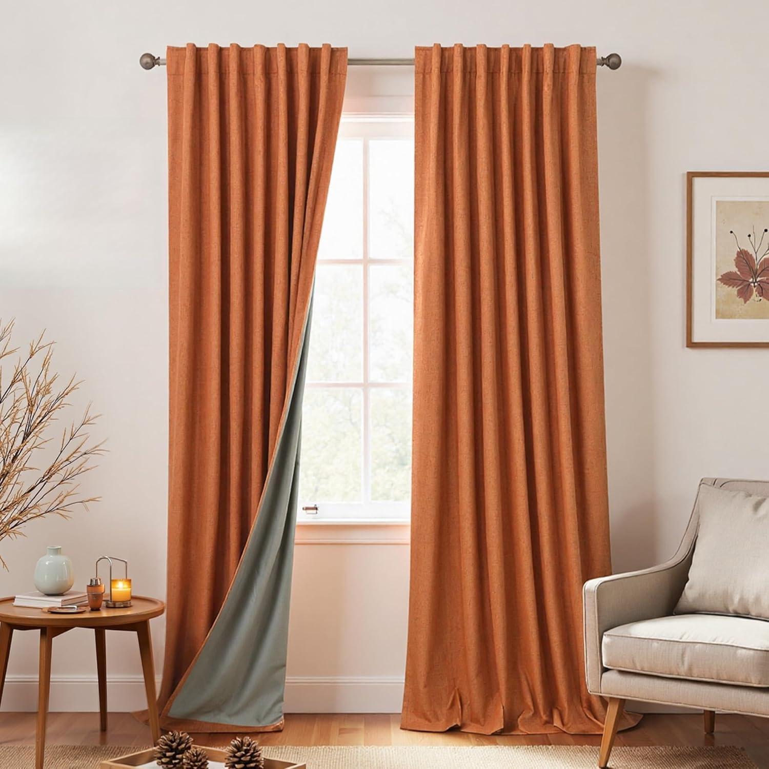 Extra Wide Soundproof Blackout Curtains with Pleated Back Tab Rod Pocket,96 Inch Long 2 Panel Set Thermal Curtain for Winter Insulated to Keep Cold Out Noise Reducing Curtains for Living Room Bedroom
