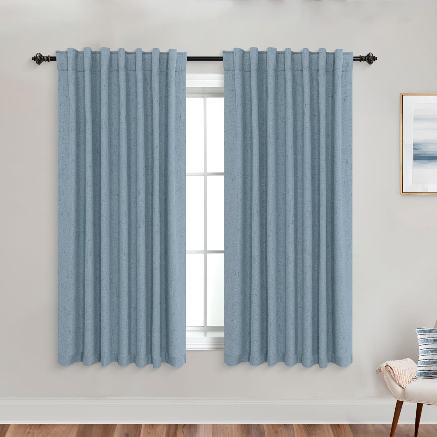 Extra Wide Soundproof Blackout Curtains with Pleated Back Tab Rod Pocket,96 Inch Long 2 Panel Set Thermal Curtain for Winter Insulated to Keep Cold Out Noise Reducing Curtains for Living Room Bedroom