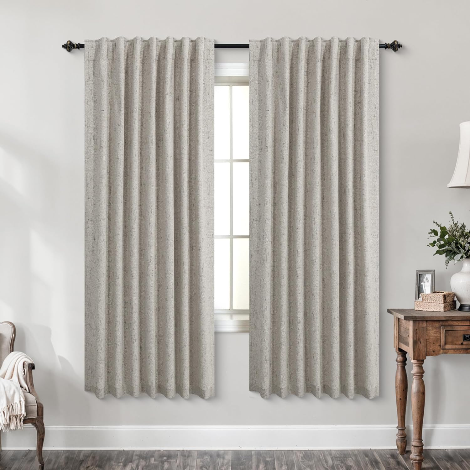 Extra Wide Soundproof Blackout Curtains with Pleated Back Tab Rod Pocket,96 Inch Long 2 Panel Set Thermal Curtain for Winter Insulated to Keep Cold Out Noise Reducing Curtains for Living Room Bedroom