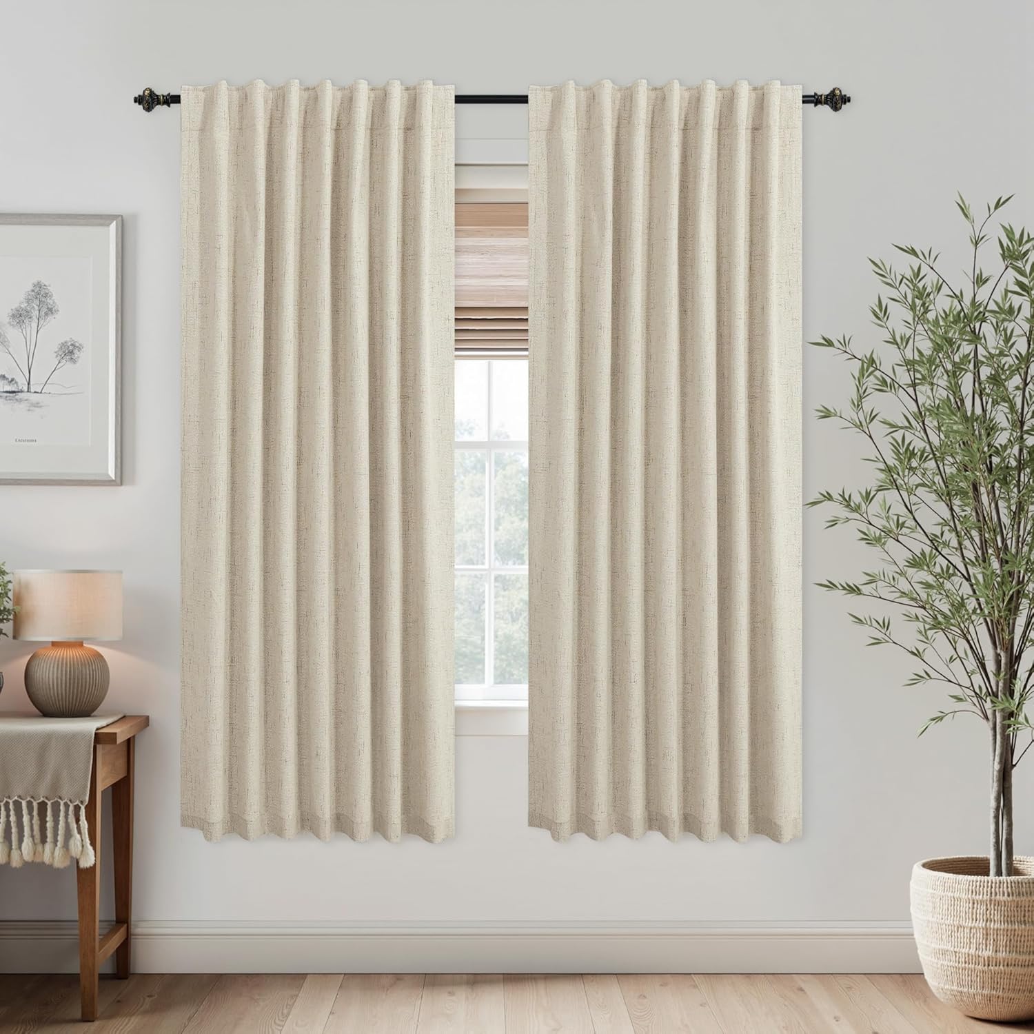 Extra Wide Soundproof Blackout Curtains with Pleated Back Tab Rod Pocket,96 Inch Long 2 Panel Set Thermal Curtain for Winter Insulated to Keep Cold Out Noise Reducing Curtains for Living Room Bedroom