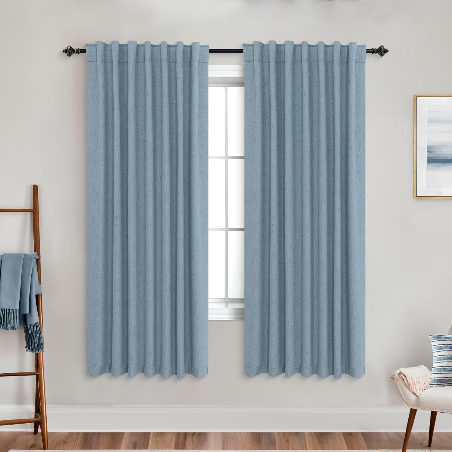 Extra Wide Soundproof Blackout Curtains with Pleated Back Tab Rod Pocket,96 Inch Long 2 Panel Set Thermal Curtain for Winter Insulated to Keep Cold Out Noise Reducing Curtains for Living Room Bedroom