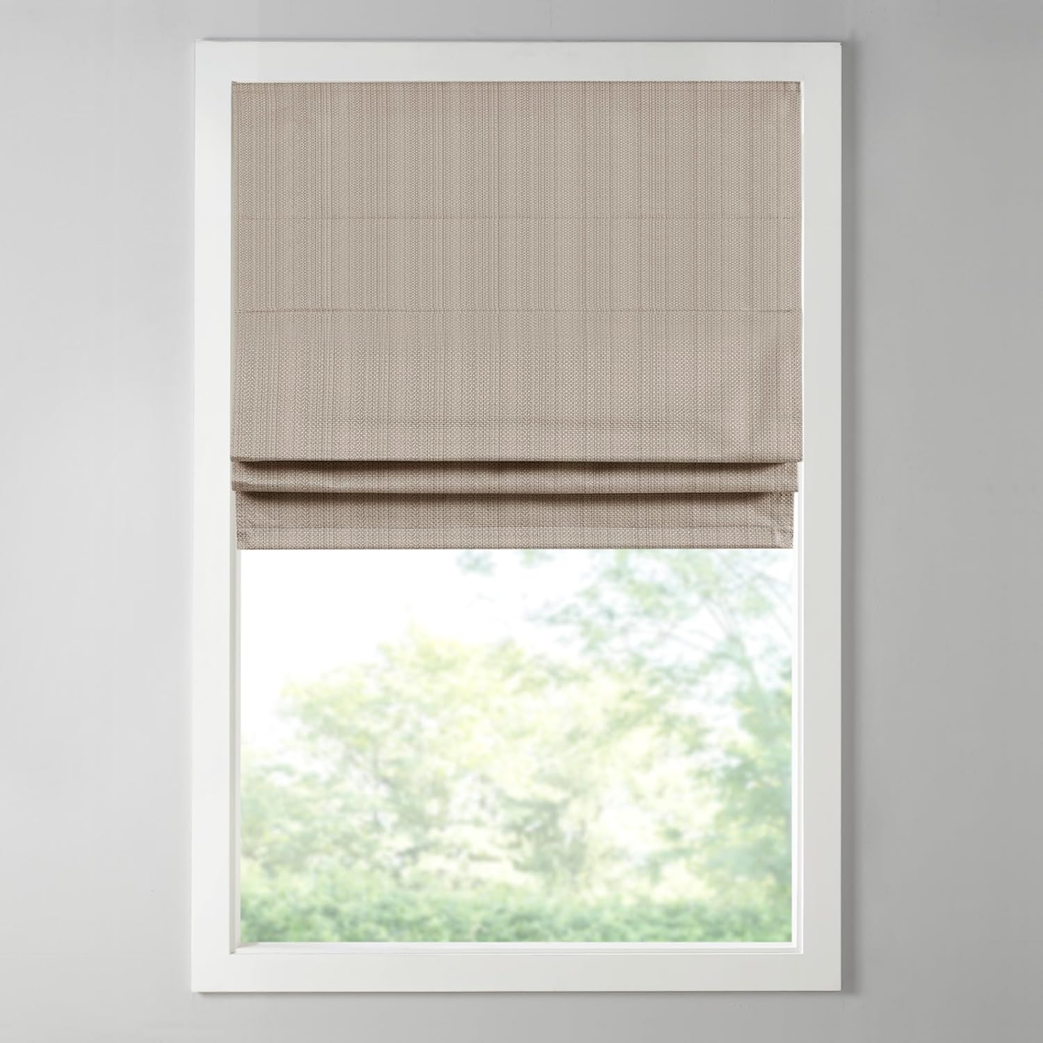 Madison Park Galen Cordless Roman Shade, 31"W x 64"H, Sheen Ivory – Room Darkening, Thermal Insulated, Energy Efficient Window Blind with Subtle Sheen Basketweave Fabric for Privacy