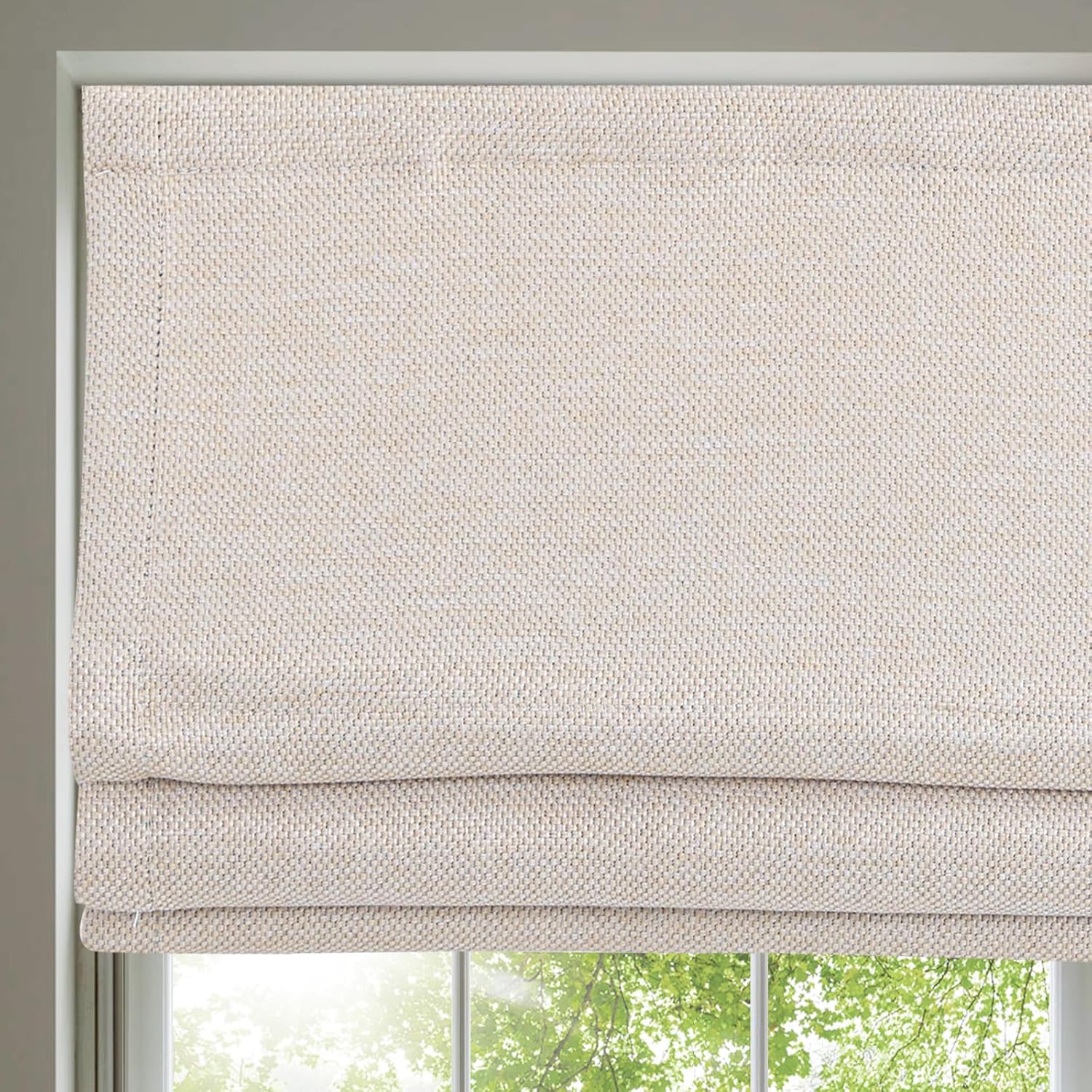 Artdix Cordless Linen Roman Shades, Natural Custom Fabric Room Darkening Roman Window Shades Blinds for Doors, French Doors, Kitchen Windows, Bathroom Windows