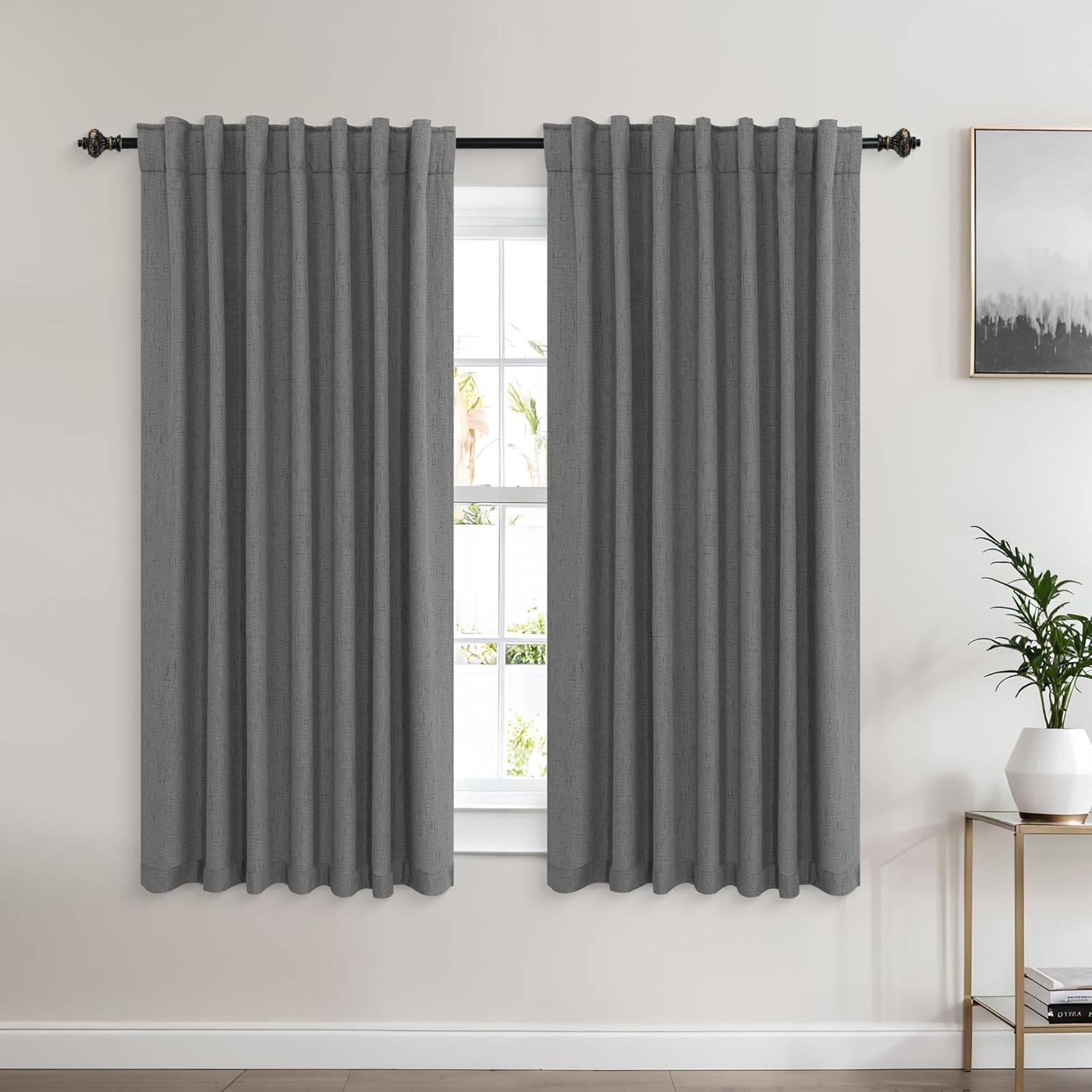 Extra Wide Soundproof Blackout Curtains with Pleated Back Tab Rod Pocket,96 Inch Long 2 Panel Set Thermal Curtain for Winter Insulated to Keep Cold Out Noise Reducing Curtains for Living Room Bedroom