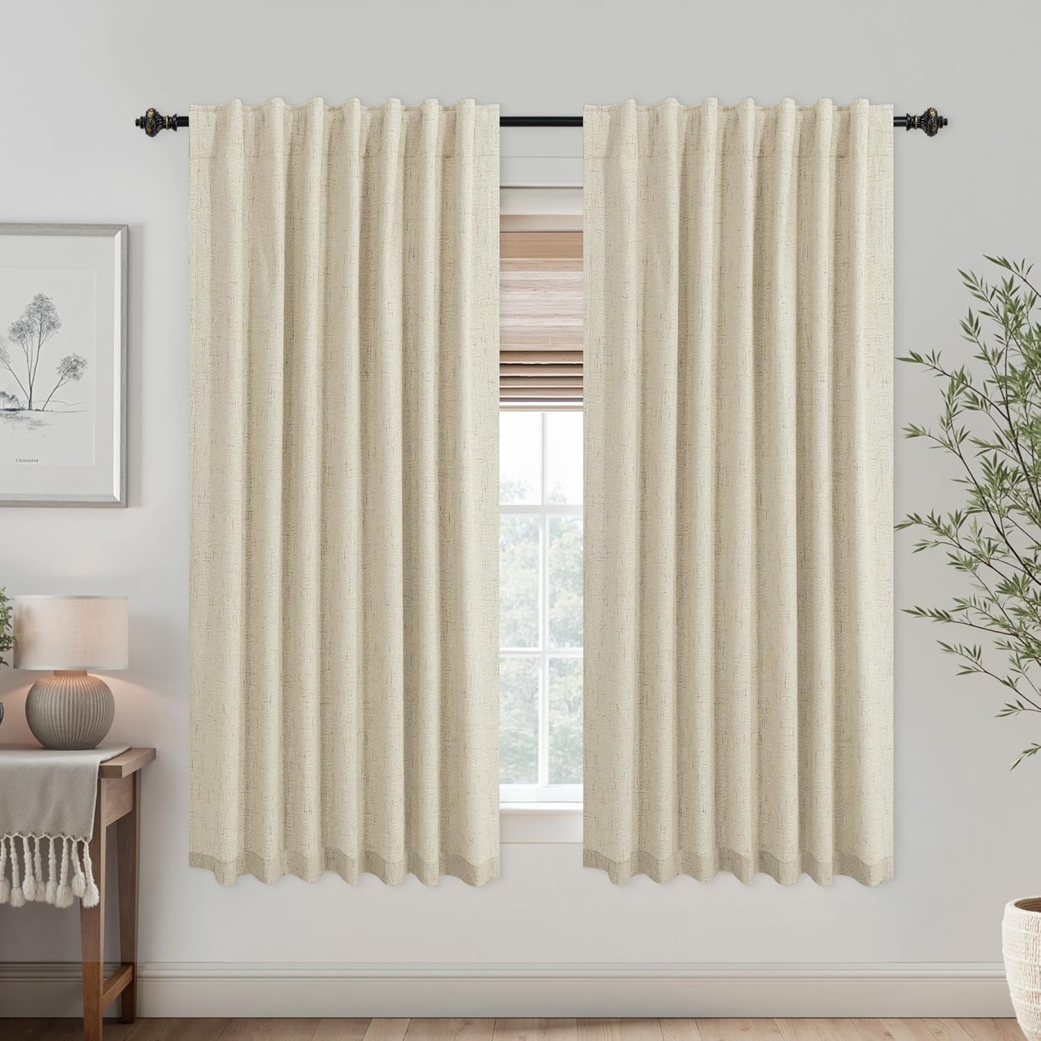Extra Wide Soundproof Blackout Curtains with Pleated Back Tab Rod Pocket,96 Inch Long 2 Panel Set Thermal Curtain for Winter Insulated to Keep Cold Out Noise Reducing Curtains for Living Room Bedroom