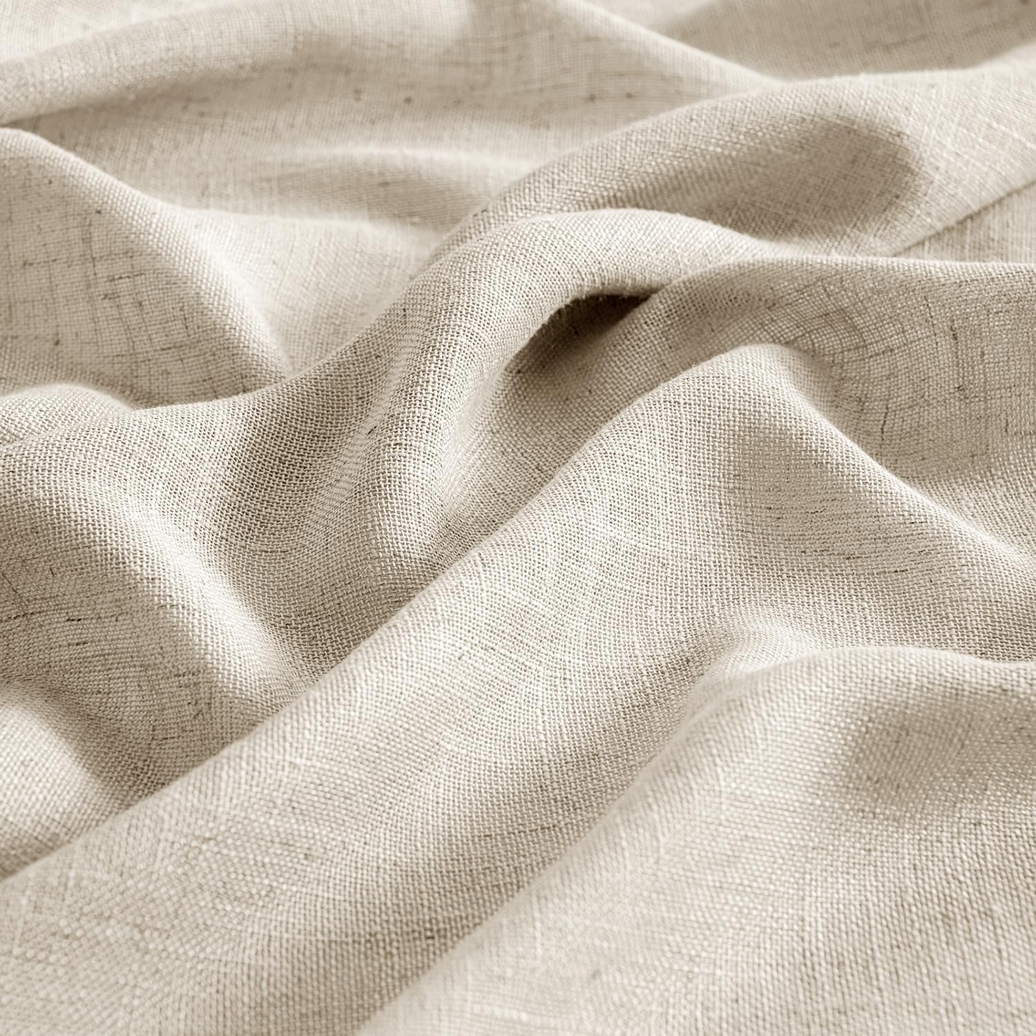 MIULEE Beige Linen Curtains 96 Inches Long 2 Panels for Bedroom Living Room, Soft Linen Textured Window Drapes Semi Sheer Light Filtering Back Tab Rod Pocket Farmhouse Modern Burlap Look Decor