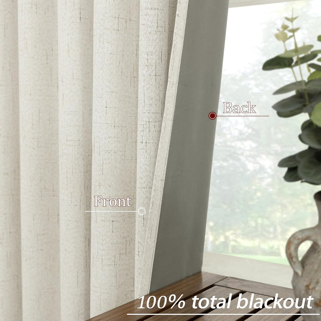 Extra Wide Soundproof Blackout Curtains with Pleated Back Tab Rod Pocket,96 Inch Long 2 Panel Set Thermal Curtain for Winter Insulated to Keep Cold Out Noise Reducing Curtains for Living Room Bedroom