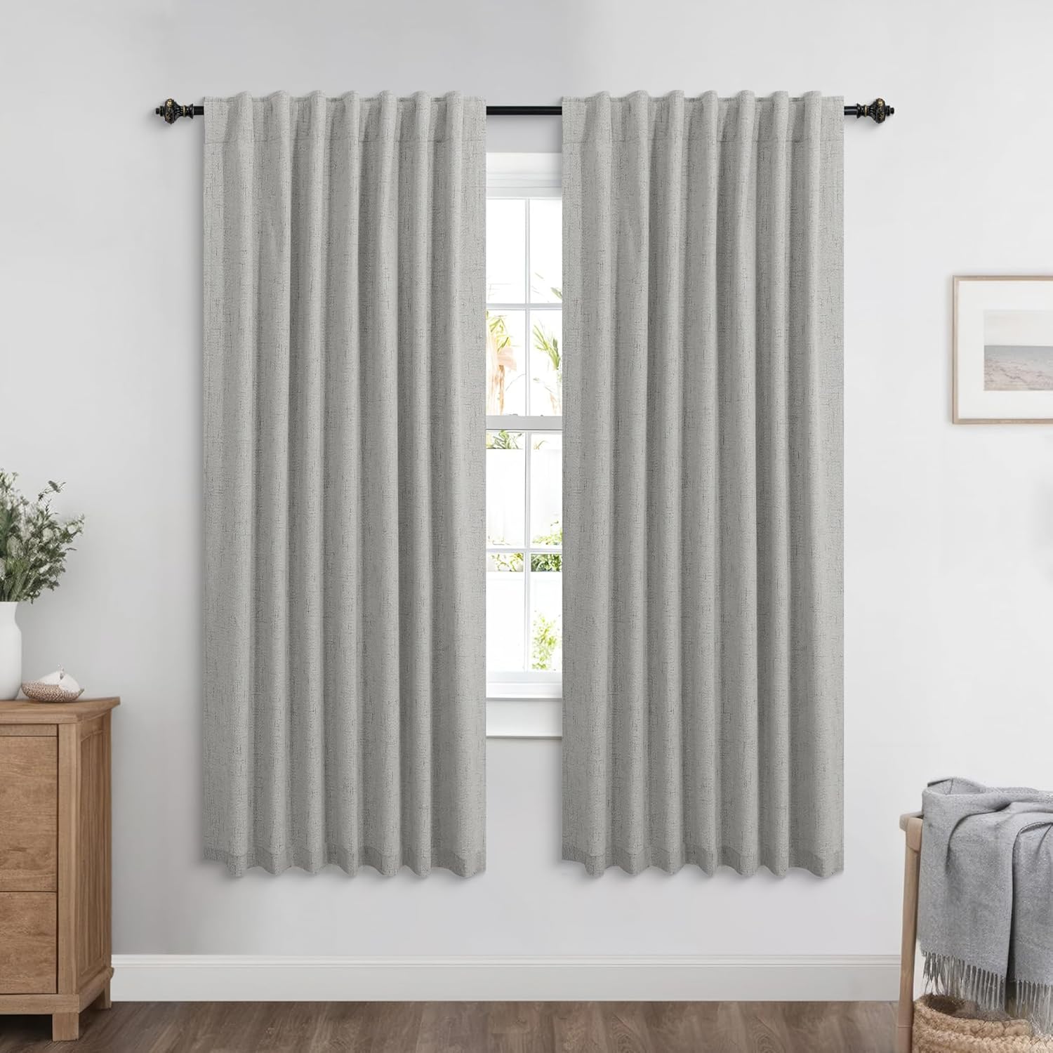 Extra Wide Soundproof Blackout Curtains with Pleated Back Tab Rod Pocket,96 Inch Long 2 Panel Set Thermal Curtain for Winter Insulated to Keep Cold Out Noise Reducing Curtains for Living Room Bedroom