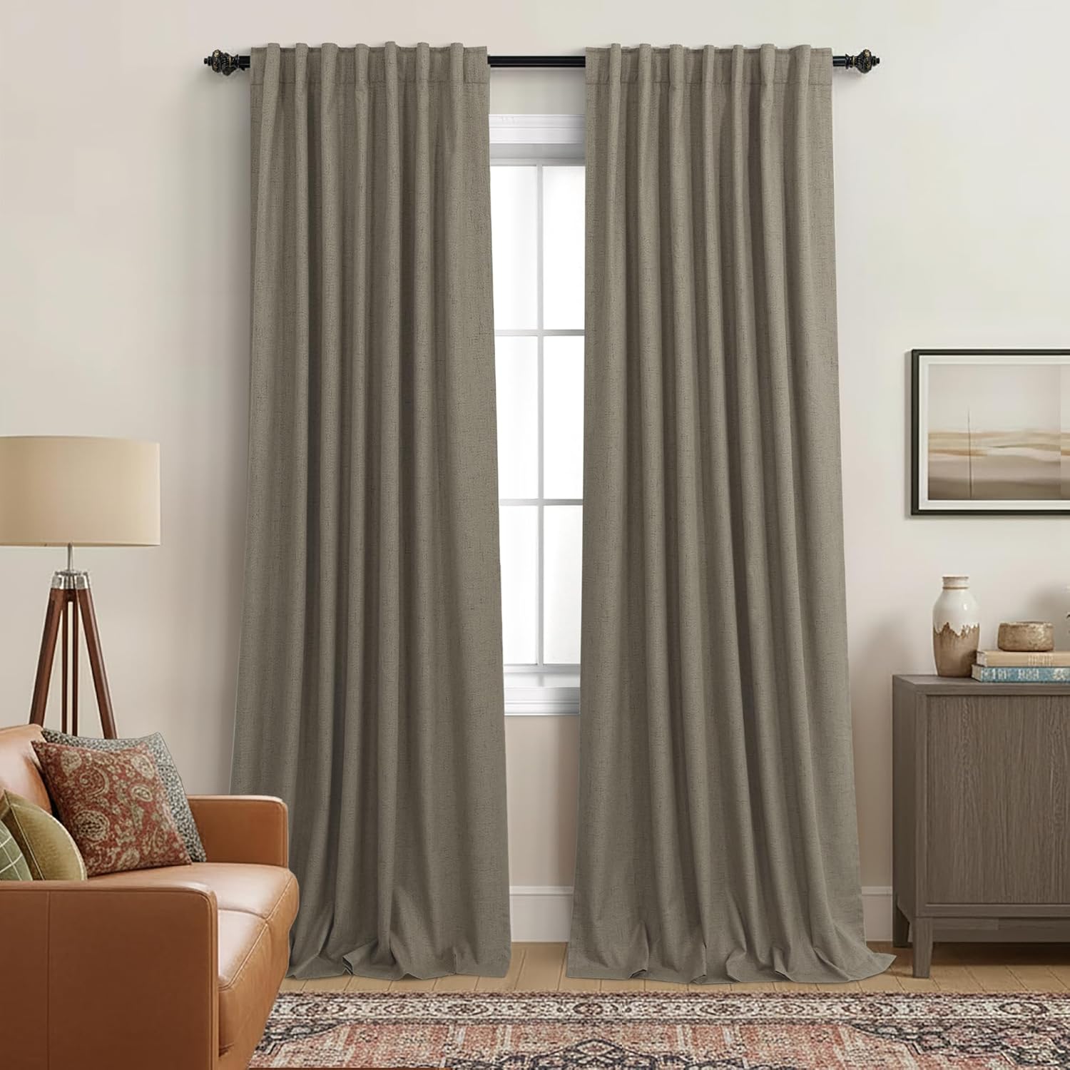 Extra Wide Soundproof Blackout Curtains with Pleated Back Tab Rod Pocket,96 Inch Long 2 Panel Set Thermal Curtain for Winter Insulated to Keep Cold Out Noise Reducing Curtains for Living Room Bedroom