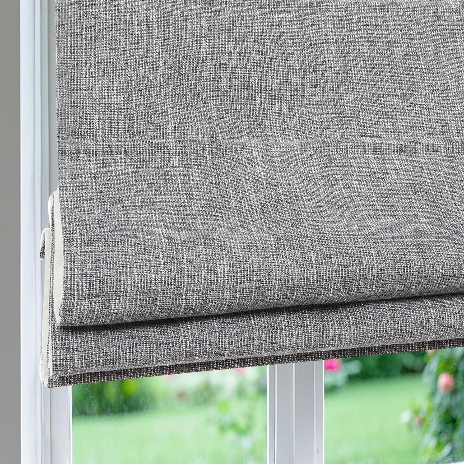 Artdix Cordless Linen Roman Shades, Natural Custom Fabric Room Darkening Roman Window Shades Blinds for Doors, French Doors, Kitchen Windows, Bathroom Windows