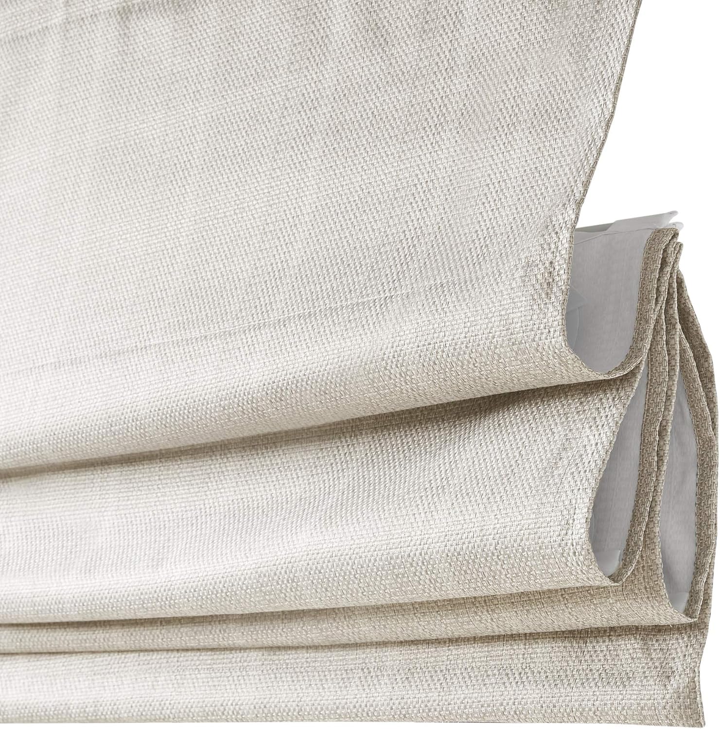 Madison Park Galen Cordless Roman Shade, 31"W x 64"H, Sheen Ivory – Room Darkening, Thermal Insulated, Energy Efficient Window Blind with Subtle Sheen Basketweave Fabric for Privacy