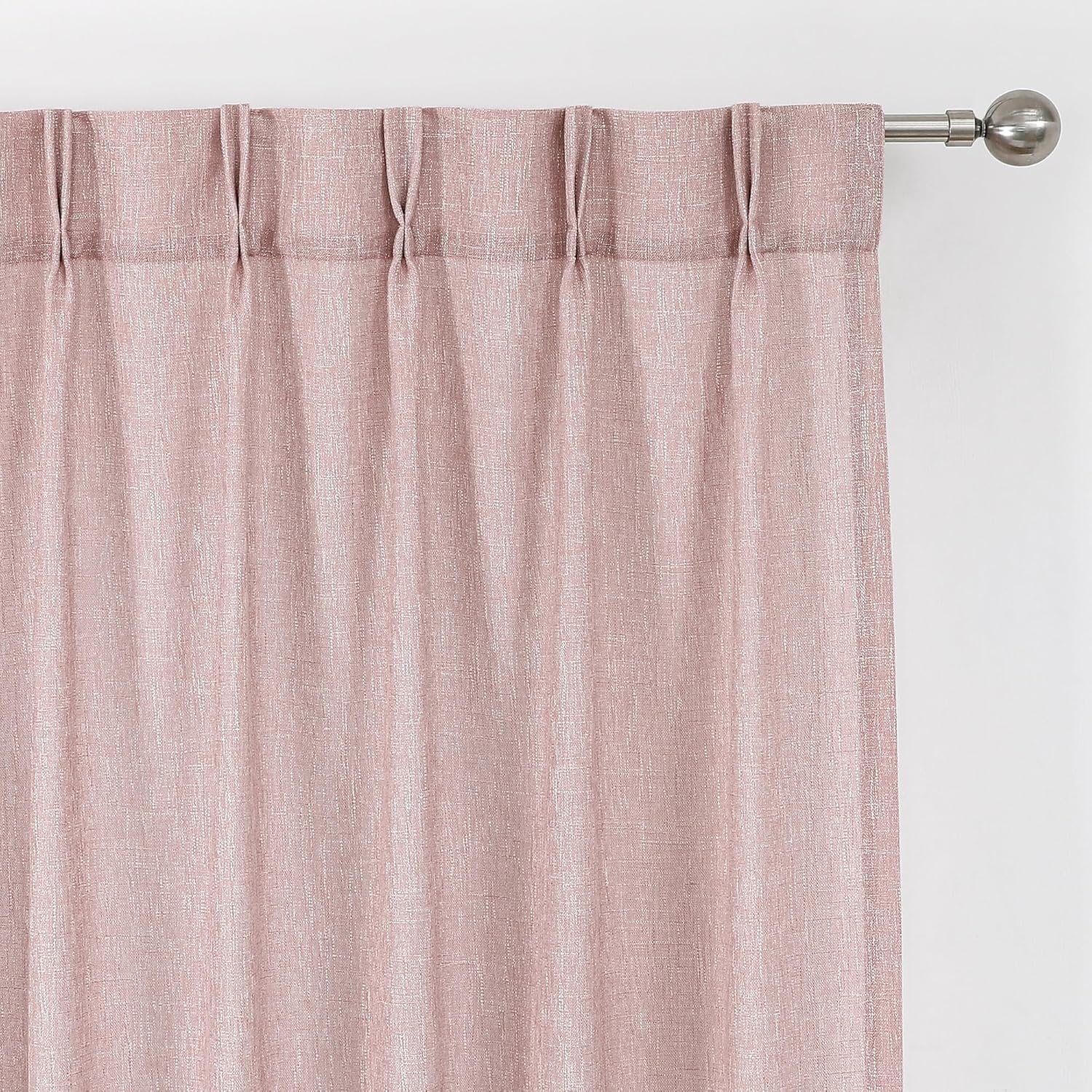 Vision Home Natural Pinch Pleated Semi Sheer Curtains Textured Linen Blended Light Filtering Window Curtains 90 inch for Living Room Bedroom Pinch Pleat Drapes with Hooks 2 Panels 42" Wx90 L
