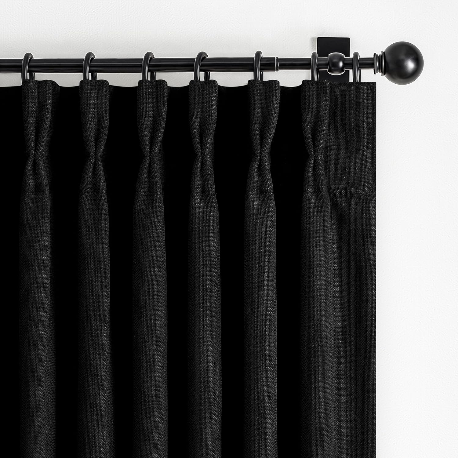 Memory Trained Pinch Pleated 96 Inch Viral Curtains for Living Room 2 Panels Set, Dark Grey Blackout Double Layer Linen Thermal Privacy Noise Reducing Elegant Windows Curtain for Kids Room 8 FT Length