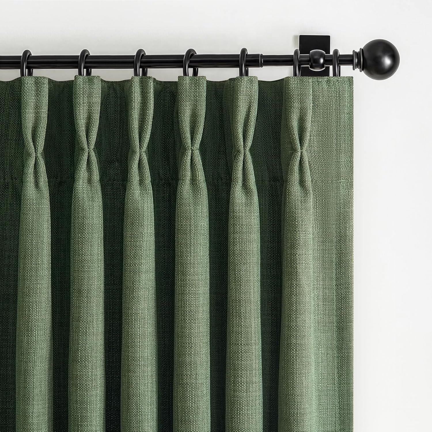 Beige White Blackout Floor to Ceiling Curtains 100 Inch Long for Sliding Door, Memory Trained Pinch Pleated Custom Double Layer Thick Linen Curtain Noise Reducing Light Blocking Bedroom Window Drapes