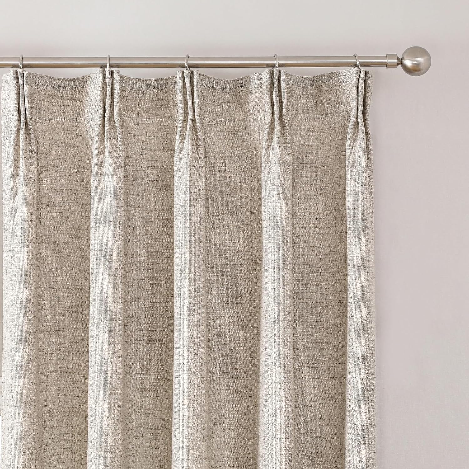 Ftinala Neutral Linen Semi Sheer Curtains 108 Inches Long, Cream Light Filtering Sliding Glass Door Curtains & Drapes, Modern Farmhouse Window Panel, Pinch Pleat Floor to Ceiling Curtain with Hook